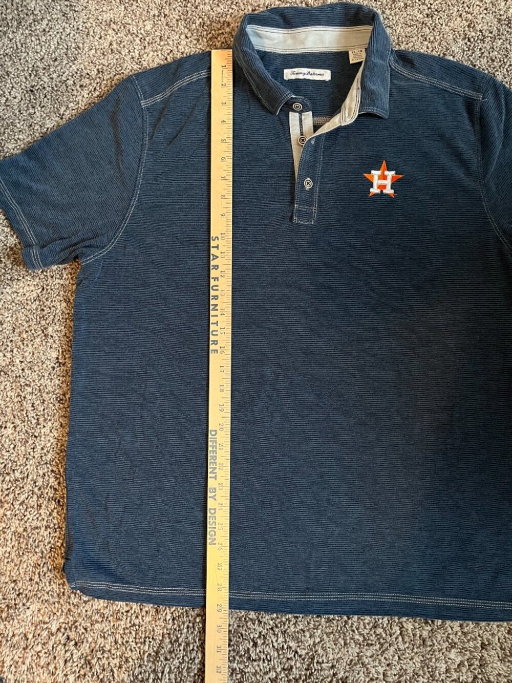 Tommy Bahama Men's Blue Pinstripe Houston Astros Polo Shirt Size XL Sports Fan - Picture 7 of 7